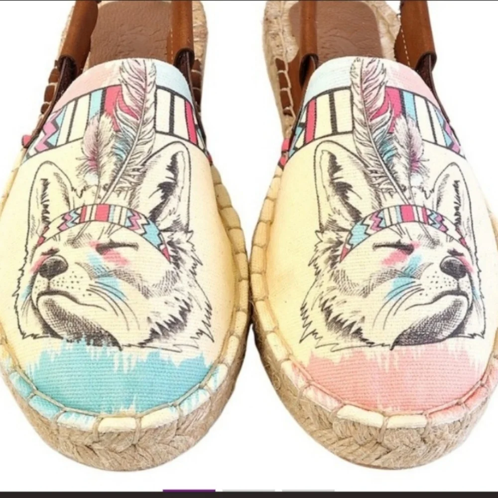 Spiritual Native 🐺 Wolf NEEFS by Goby Slingback espadrille shoes Sandals NIB